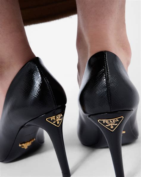 prada saffiano leather pointed-toe pumps|Black Patent Saffiano Leather Pumps .